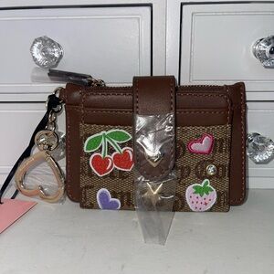 NWT Juicy Couture Brown Wallet with Cherry and Strawberry Details